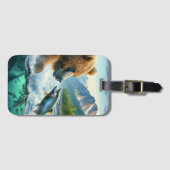 Grizzle Bären mit Forellenlachs Gepäckanhänger (Vorderseite (Horizontal))