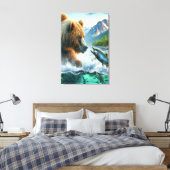 Grizzle Bären mit Forellenlachs Leinwanddruck (Insitu (Schlafzimmer))