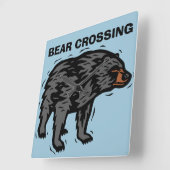 Grizzle Bärenuhren, Bärenüberquerung Square Wal Quadratische Wanduhr (Winkel)