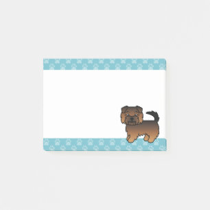 Grizzle Norfolk Terrier Cartoon Dog & Blue Borders Post-it Klebezettel