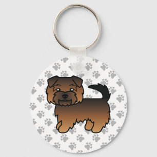Grizzle Norfolk Terrier Cartoon Dog & Paws Schlüsselanhänger