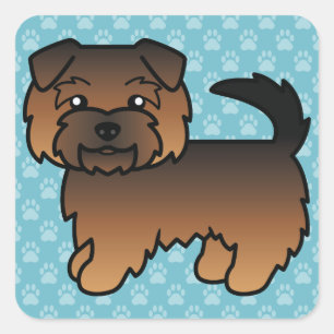 Grizzle Norfolk Terrier Dog Niedlich Illustration Quadratischer Aufkleber