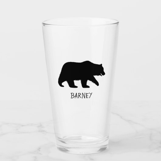 Grizzle-Silhouette mit benutzerdefiniertem Text Glas (Vorderseite)
