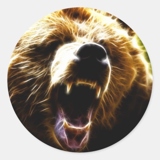 Grizzles Attack Runder Aufkleber (Vorderseite)