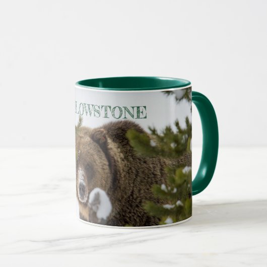 Grizzles Bären im Schnee, Yellowstone Nationalpark Tasse (VorderseiteRechts)