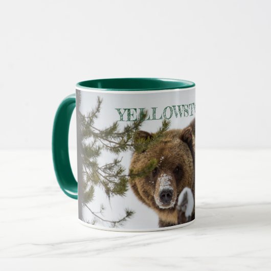 Grizzles Bären im Schnee, Yellowstone Nationalpark Tasse (Vorderseite Links)