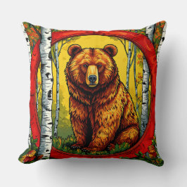 Grizzles Bären in einem Birkenwald Kissen