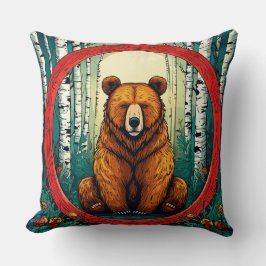 Grizzles Bären in einem Birkenwald Kissen