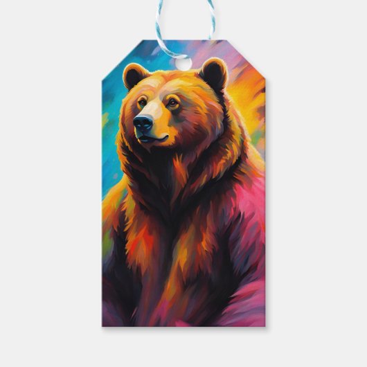 Grizzles Bären mit Nordlicht Geschenkanhänger (Vorderseite)
