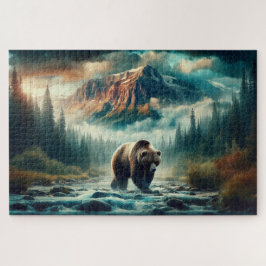 Grizzles Crossing, Grizzly Bär, Berglandschaft Puzzle
