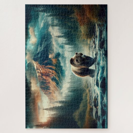 Grizzles Crossing, Grizzly Bär, Berglandschaft Puzzle (Vertikal)