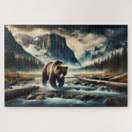 Grizzles Crossing, Grizzly Bär, Berglandschaft Puzzle