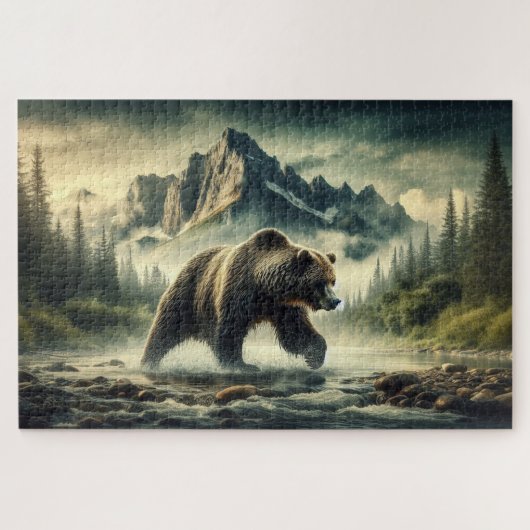 Grizzles Crossing, Grizzly Bär, Berglandschaft Puzzle (Horizontal)