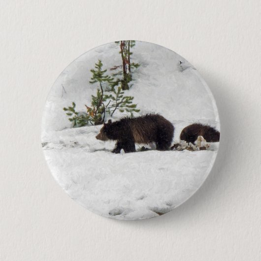 Grizzles im Schnee Button (Vorderseite)
