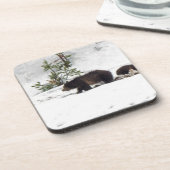Grizzles im Schnee Getränkeuntersetzer (Linke Seite)