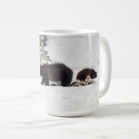Grizzles im Schnee Kaffeetasse (VorderseiteRechts)
