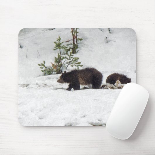 Grizzles im Schnee Mousepad (Mit Mouse)