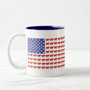 Grizzley-Bear-USA-Flagge Zweifarbige Tasse