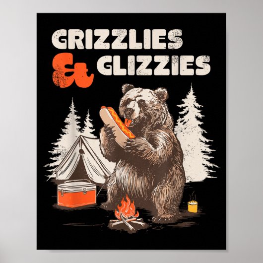 Grizzlies & Glizzies Eating Hotdog Meme Funny Poster (Vorne)
