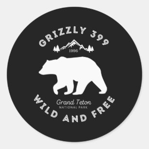 Grizzly 399 Wild Free Grand Teton Nationalpark Runder Aufkleber