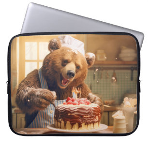 Grizzly Bär Animal Fun Cooking Cake Happy Time Laptopschutzhülle