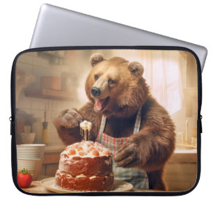 Grizzly Bär Animal Fun Cooking Cake Happy Time Laptopschutzhülle