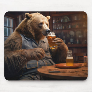 Grizzly Bär Animal Fun Drink Happy Relax Time Mousepad