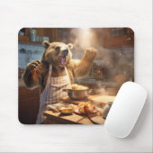Grizzly Bär Animal Fun Kochen Küche glücklich Mousepad (Mit Mouse)