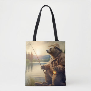 Grizzly Bär Animal Fun Lake Fishing Happy Time Tasche