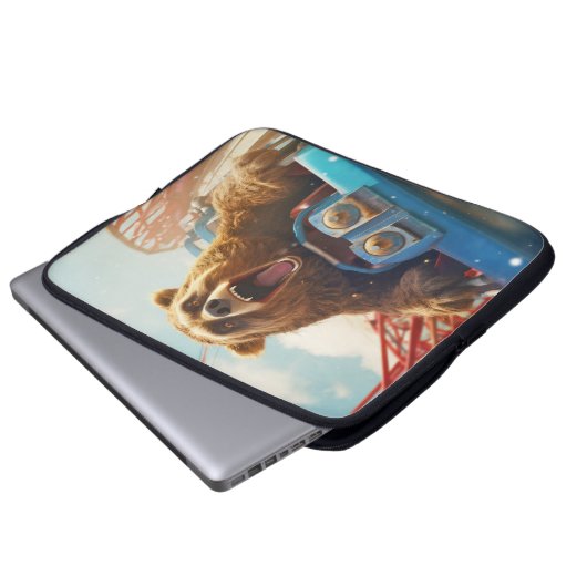 Grizzly Bär Animal Fun Roller Untersetzer Happy Ti Laptopschutzhülle (Vorne Knopf)