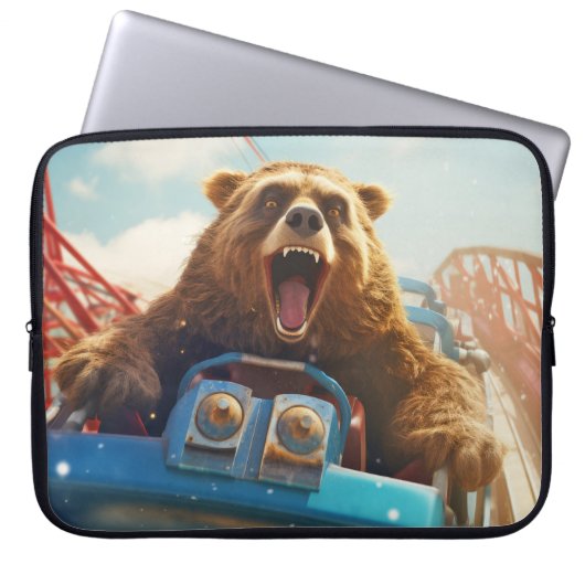 Grizzly Bär Animal Fun Roller Untersetzer Happy Ti Laptopschutzhülle (Vorderseite)