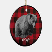 Grizzly Bär Buffalo Karierte Keramik Ornament (Rechts)