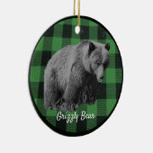 Grizzly Bär Buffalo Karierte Keramik Ornament (Rechts)