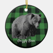 Grizzly Bär Buffalo Karierte Keramik Ornament (Vorne)