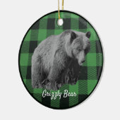 Grizzly Bär Buffalo Karierte Keramik Ornament (Links)
