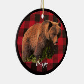Grizzly Bär Buffalo Karierte Keramik Ornament (Rechts)