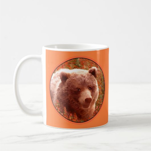 Grizzly Bär Cub in Fireweed Painting Wildlife Art Kaffeetasse (Links)