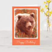 Grizzly Bär Cub in Fireweed Painting Wildlife Art Karte (Gelbe Blume)