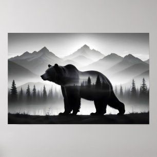 Grizzly Bär Double Exposure Tierart im Freien Poster