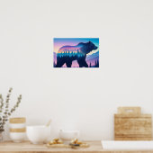Grizzly Bär Double Exposure Tierart im Freien Poster (Küche)