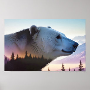 Grizzly Bär Double Exposure Tierart im Freien Poster