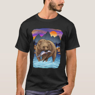 Grizzly Bär Fangen Lachs Alaska Fischerei Natur T-Shirt