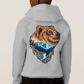 Grizzly Bär Head Silhouette Mountain Forest River Hoodie (Rückseite)