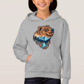 Grizzly Bär Head Silhouette Mountain Forest River Hoodie (Vorderseite)