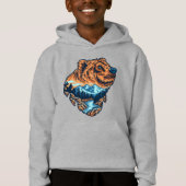 Grizzly Bär Head Silhouette Mountain Forest River Hoodie (Vorderseite)