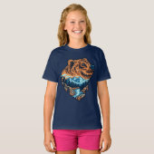 Grizzly Bär Head Silhouette Mountain Forest River T-Shirt (Vorne ganz)
