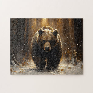 Grizzly Bär in der Waldmalerei Puzzle