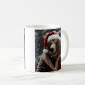 Grizzly Bär in einem Santa Claus-Outfit gekleidet Kaffeetasse (VorderseiteRechts)