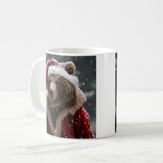 Grizzly Bär in einem Santa Claus-Outfit gekleidet Kaffeetasse (Vorderseite Links)