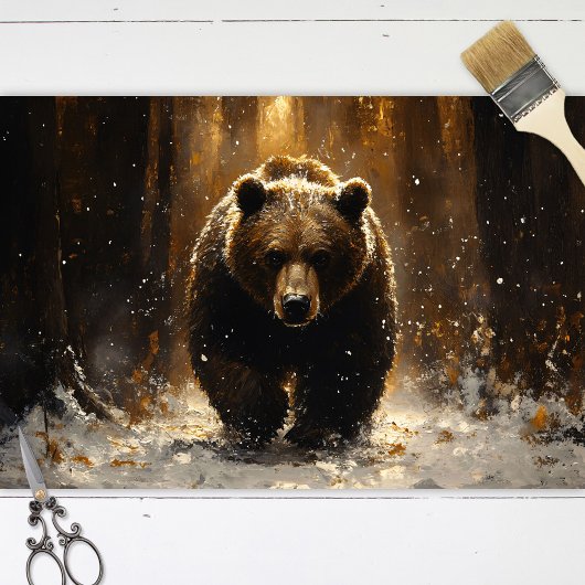 Grizzly Bär in Forest Painting Decoupage Seidenpapier